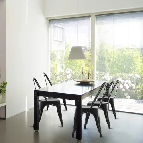 Vista 4 de Sillas de metal para interiores y exteriores, sillas laterales apilables para restaurante, bistró, cafetería, Tolix con respaldo, juego de 2, sillas