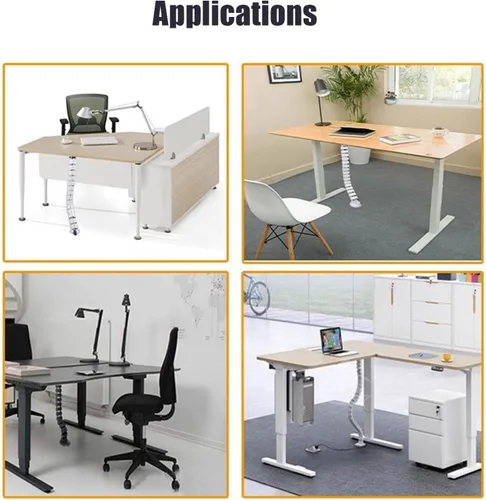 Vista 7 de Organizador de cables de escritorio de pie, cables organizadores flexibles para escritorios de altura variable para escritorios de altura variable