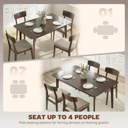 Vista 4 de HOMCOM Mesa de comedor moderna de mediados de siglo de 47 pulgadas para 4, mesa de cocina rectangular con acabado de grano de madera, patas cónicas