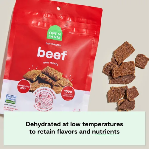 Vista 4 de Open Farm, Golosinas deshidratadas para perros, aperitivos para perros con alto contenido de proteínas y bajos en carbohidratos, textura masticable