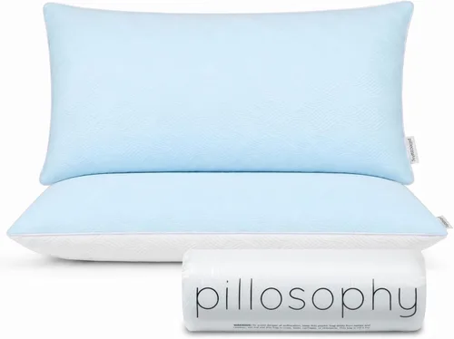 Vista 9 de pillosophy Almohada Loft ajustable original • Relleno de espuma viscoelástica triturada con gel • Funda refrescante lavable de doble cara • Perfecto