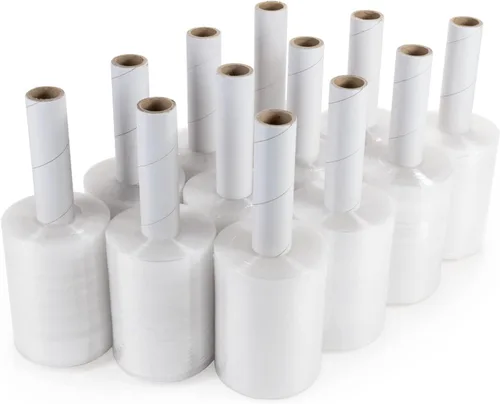 Vista 12 de IDL Packaging Mini rollo elástico de 5 pulgadas, 700 pies, calibre 120 (paquete de 1) con un mango de cartón extendido, envoltura de plástico