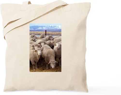 Vista 9 de CafePress Woolly Moo in Sheep's Tote Bag Reusable Natural Beige Canvas Shopping Bag