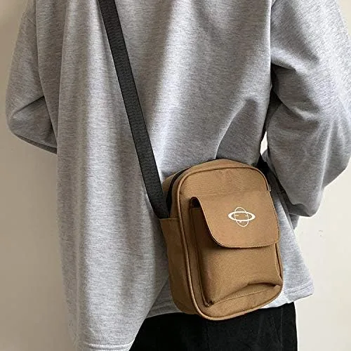 Vista 7 de Bolso de lona pequeño bolso cruzado para hombre, bolsos para mujer, bolso cruzado estético
