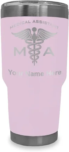 Vista 18 de LaserGram Taza aislada al vacío de 20 onzas, asistente médico MA, grabado personalizado incluido (negro)