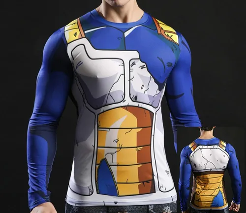 Vista 2 de COGA Camisa de compresión de manga larga de anime para hombre