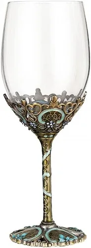 Vista 7 de Simcat Copa de Vino Pintada a Mano de Esmalte Floral Transparente Refinada, Pie para Cabernet, Regalos (Caja de regalo doble azul, 2 Cajas de regalo)