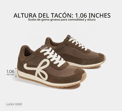 Vista 3 de LUCKY STEP - Zapatillas de moda para mujer, elegantes, de caña baja, clásicas, retro, casuales, cómodas, para correr y caminar Marrón oscuro