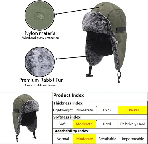 Vista 4 de Womens Eskimo Windproof Winter Trapper Trooper Hats Ushanka Russian Aviator Warm hat Ear Flaps