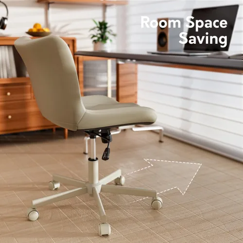 Vista 8 de Silla de Escritorio sin Brazos, Silla de Oficina Moderna para el Hogar sin Brazos, Silla de Computadora con Altura Ajustable y Balanceo, Silla