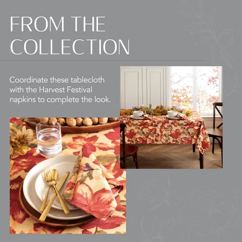 Vista 5 de Elrene Home Fashions Mantel Estampado Festival de Cosecha de Otoño, 52" x 70", Oblongo