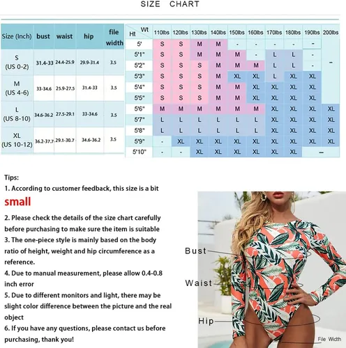 Vista 5 de CPUTAN Traje de baño de una pieza de manga larga sin espalda con estampado floral para mujer