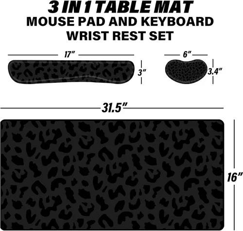 Vista 2 de Juego de 3 Alfombrillas Grandes para Mouse Gaming, Soporte para Reposamuñecas de Mouse y Teclado, Alfombrilla Extendida para Mouse de Laptop