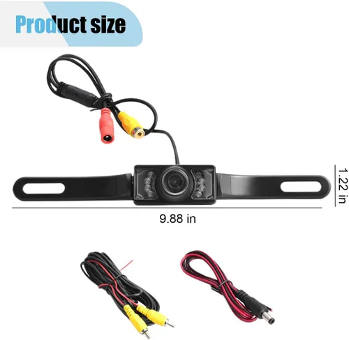 Vista 2 de Cámara de respaldo para matrícula de automóvil, cámara de visión trasera gran angular de 170 grados, 8 luces LED infrarrojas, cámara de visión