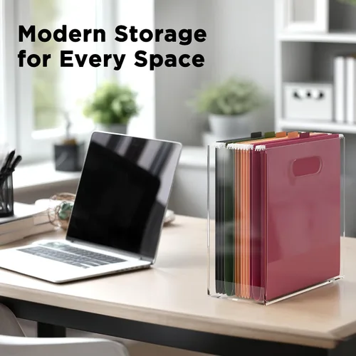 Vista 2 de Organizador de archivos para escritorio - Esta caja de almacenamiento de acrílico es ideal para la organización de la oficina - Su moderno soporte