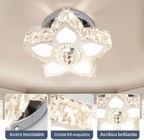 Vista 6 de FRIXCHUR - Lámpara de techo de cristal con flores pequeñas, 20 W, 3