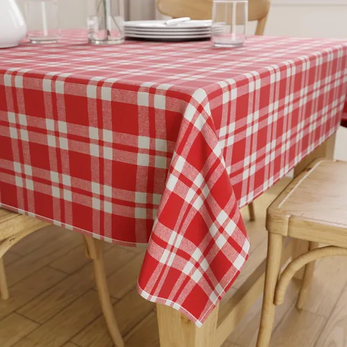 Vista 15 de Encasa XO Mantel cuadrado de algodón 35"x35" Franca Beige Checks Cheques Franca Beige