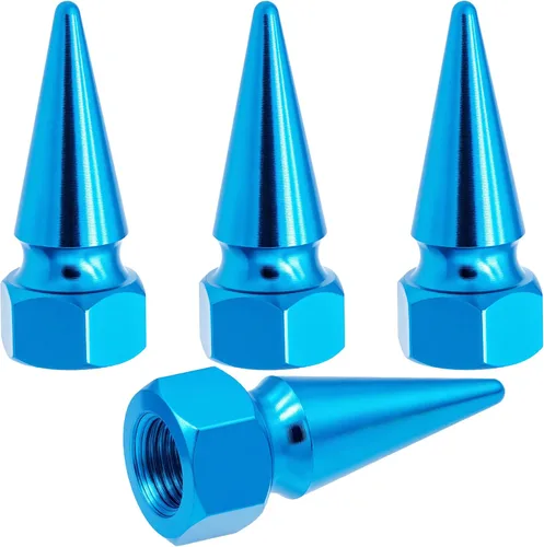 Vista 24 de 4 piezas de tapas de válvula de rueda con forma de punta, tapa de aire de aluminio para automóviles, cubiertas universales de válvula de rueda a