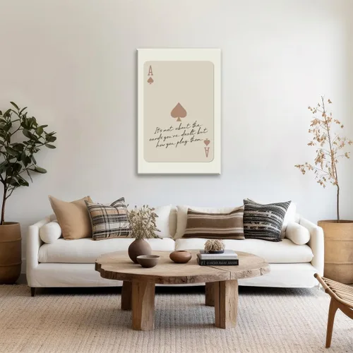 Vista 3 de Pósteres de moda Ace of Spades, tarjeta de juego retro, arte de pared, póster inspirador con cita inspiradora, tarjeta de As beige, motivacional