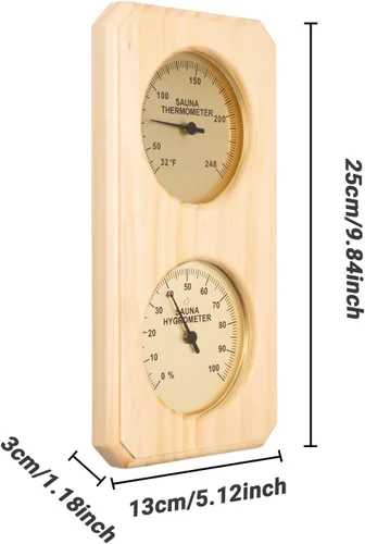 Vista 4 de Termómetro e higrómetro de sauna, termómetro de sauna 2 en 1, accesorios Fahrenheit, medidor de temperatura de sauna para sauna, sala de vapor