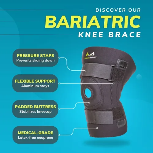 Vista 3 de Rodillera BraceAbility para piernas grandes y personas grandes con muslos amplios, con protección para la rodilla para tratar Tendinitis rotuliana