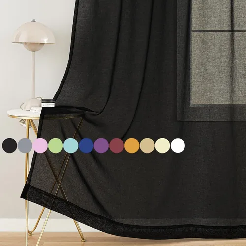 Vista 23 de MYSTIC-HOME Juego de cortinas de niveles transparentes blancas para cocina de 24 pulgadas de largo, tratamiento de cortinas para ventanas pequeñas