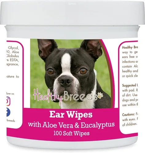 Vista 142 de Healthy Breeds Affenpinscher Toallitas de limpieza de oídos con aloe y eucalipto para perros, 100