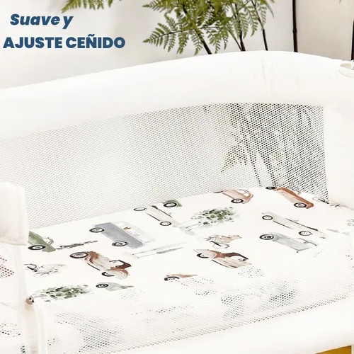 Vista 7 de GRSSDER Juego de sábanas ajustadas elásticas ultra suaves para moisés, paquete de 2, ajuste universal para moisés, cuna, capazo de Moisés, colchón