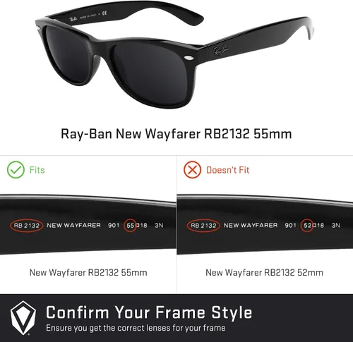 Vista 3 de Revant - Lentes de repuesto para Ray-Ban New Wayfarer RB2132 (2.165in)