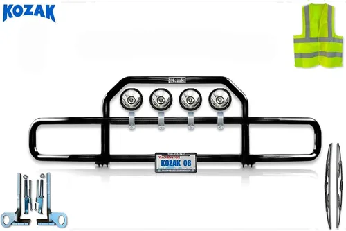 Vista 2 de Rejilla frontal negra con cepillo de ciervos y alces con luces LED de 4 x 6 pulgadas para logotipo Kenworth T680 2012-2021 Plus, 2 limpiaparabrisas