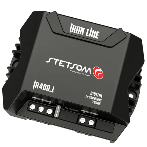 Vista 2 de Stetsom Amplificador mono digital compacto IR 400.1 de 2 ohmios, Iron LINE, 400 vatios RMS 400x1, 2Ω estable, Monoblock Digital Car Audio Amp TS