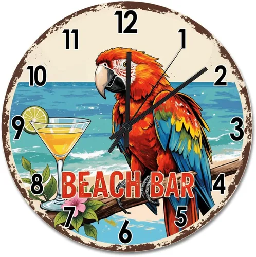 Vista 74 de Reloj de pared Whatever Modern Wood Clock de 10 pulgadas, silencioso, sin tictac, funciona con pilas, para sala de estar, dormitorio, cocina, A