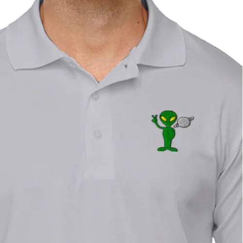 Vista 4 de Performance Golf Tees Peace Alien y Saturno Bordado Poliéster