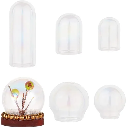 Vista 10 de NBEADS 6 piezas de mini cúpula de cristal, 1.57 pulgadas de diámetro, cúpula redonda de cristal de la cúpula de cristal transparente con base