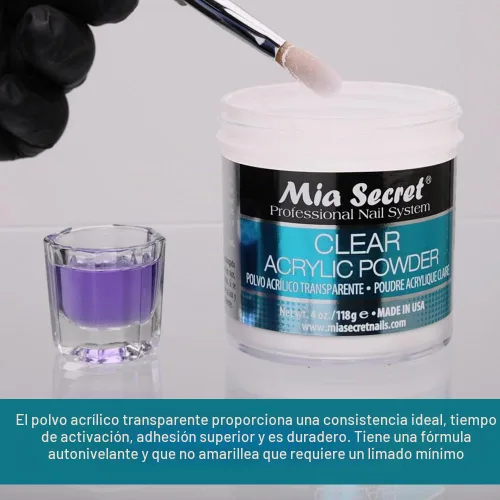 Vista 3 de Mia Secret Monómero líquido de 16 onzas con juego de polvo acrílico transparente de 4 onzas