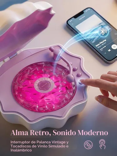 Vista 6 de Luz Proyector de Olas del Océano, Luz Nocturna de Concha con Altavoz Bluetooth Integrado, Control Remoto, Ruidos Blancos para Decoración