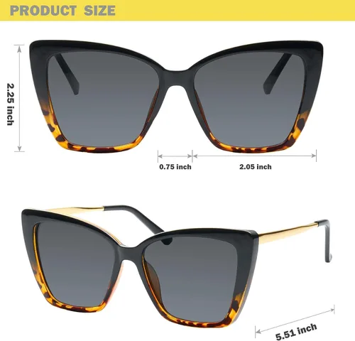 Vista 5 de Mosanana Gafas de sol de ojo de gato de gran tamaño para mujer estilo moderno modelo GLAM