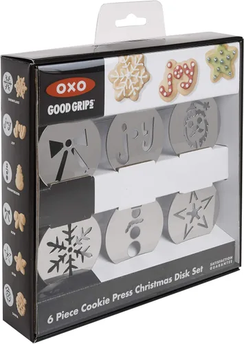 Vista 3 de OXO Good Grips - Juego de discos navideños para galletas, Metálico