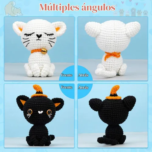 Vista 5 de Pnytty - Juego de iniciadores de ganchillo para gatos, 2 piezas, para adultos, kit de ganchillo para principiantes Crochet Animal Kit, Knitting