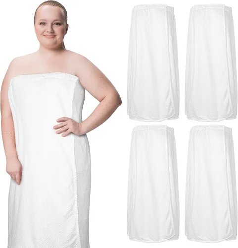 Vista 41 de 4 toallas envolventes para mujer, bata de spa con cierre ajustable, parte superior elástica, envoltura ligera para baño y ducha