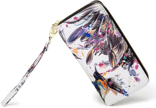 Vista 213 de Cartera de mano para mujer, estilo bohemio, con RFID, elegante, espaciosa con correa para viajes, capacidad para tarjetas, teléfono, dinero