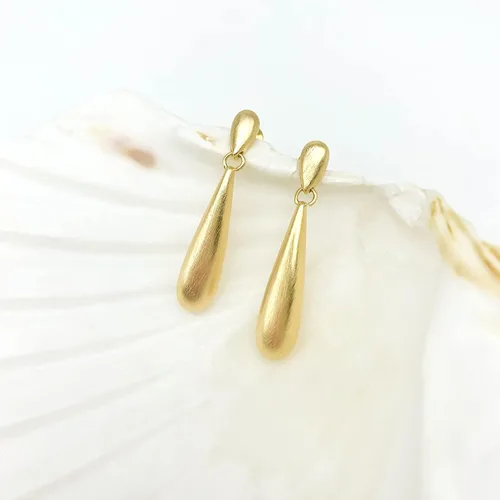 Vista 6 de Surrounded Forest Aretes de lágrima Aretes colgantes de oro para mujer, aretes colgantes de moda de lujo