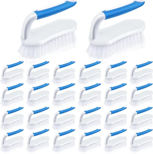 Vista 8 de Lallisa 12 piezas de cepillos para limpieza con mango cómodo de agarrar, resistente, cerdas rígidas, flexibles, cepillos a granel para ducha, baño