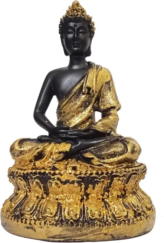 Vista 11 de Purpledip Ídolo de resina Lord Buda: Estatua para decoración de meditación (11027A)