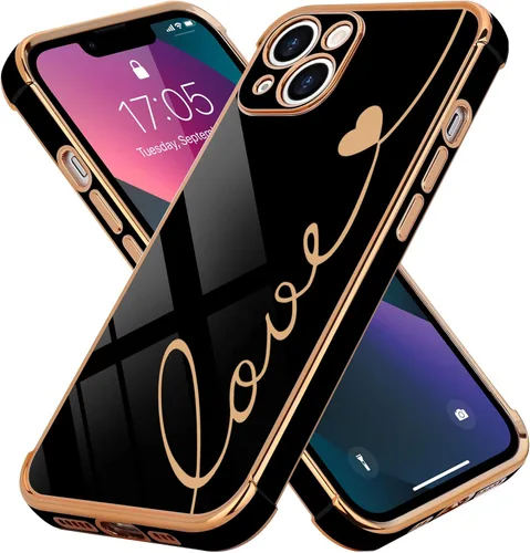 Vista 8 de LCHULLE Funda compatible con iPhone 12 para mujeres y niñas, bonito diseño de corazón de amor con enchapado de lujo, cubierta de TPU suave a prueba