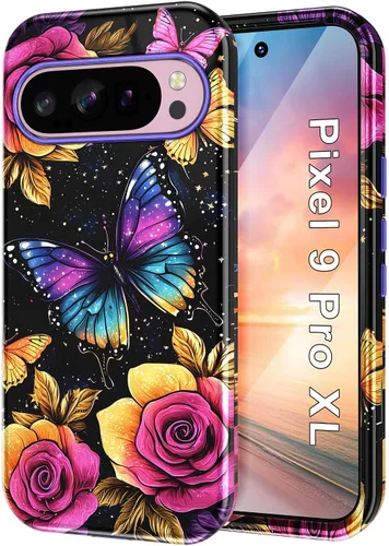 Vista 33 de Btscase Funda para Google Pixel 9 Pro 2024 [grado militar a prueba de golpes] elegante patrón de mármol delgado protector 3 capas de policarbonato