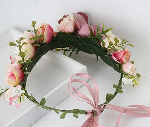 Vista 2 de Diadema Ddazzling, diseño de flores, diadema floral para bodas, guirnalda, festivales, fotografía, para mujer.
