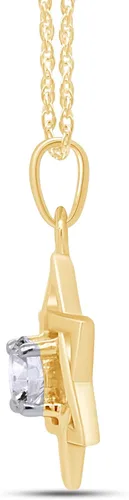 Vista 3 de Baile Blanco Circonitas cúbicas collar con colgante estrella de David en plata de ley chapada en oro de 14quilates