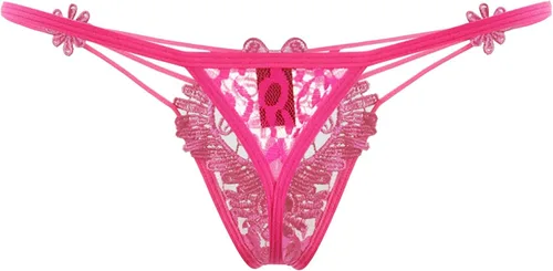 Vista 3 de Bragas sexy de encaje transparente para mujer, con bordado hueco, tanga, ropa interior para adolescentes y niñas, algodón