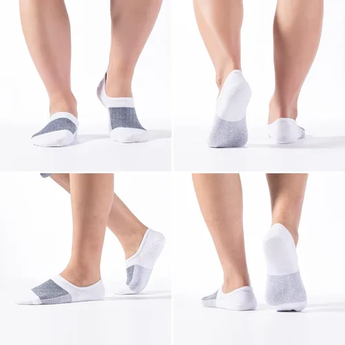 Vista 5 de IDEGG - Calcetines deportivos de algodón de corte bajo con agarre antideslizante para hombres